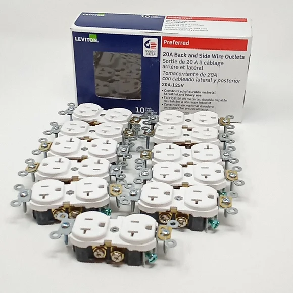 Leviton Back & Side Wire Outlets 20 A-125 V Set of 11 - Picture 8 of 8